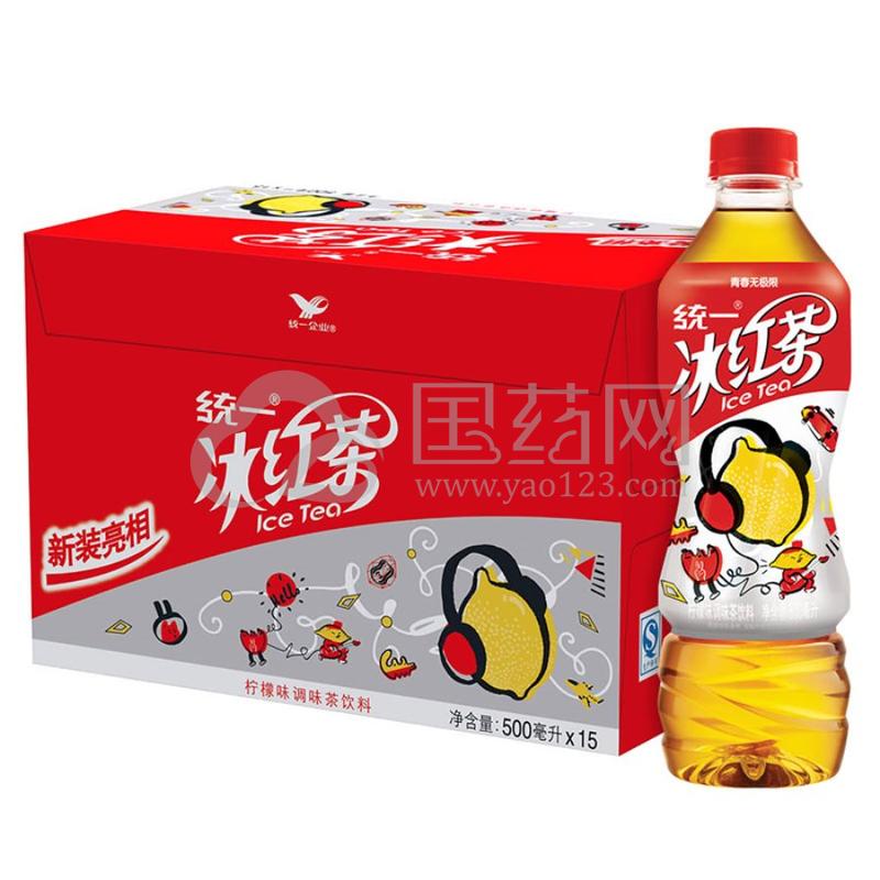 统一 冰红茶(柠檬味红茶饮料) 500ml*15瓶 整箱装