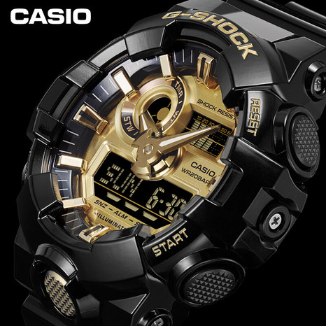 卡西欧(casio)手表 g-shock系列多功能黑金运动时尚男表ga-710gb-1apr