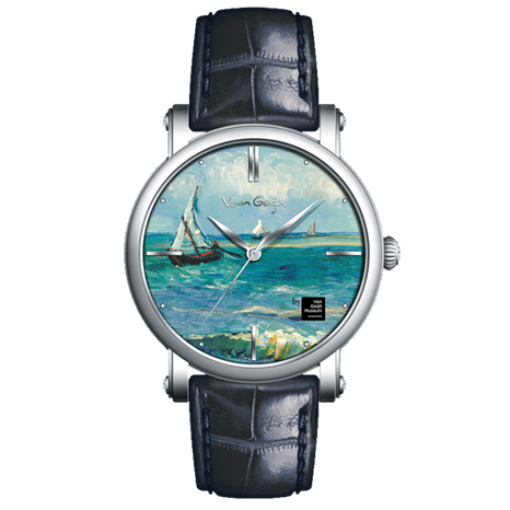梵高(vangogh)瑞士手表男gent 04-1 3d油画表面牛皮表带时尚休闲潮牌