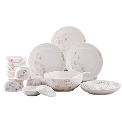 伊兰26件套百合新骨质瓷餐具套装yl2603csh