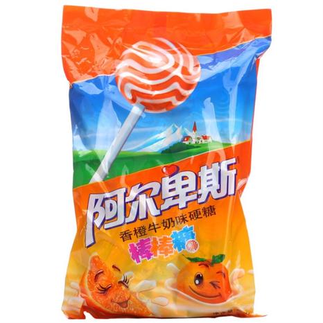【国药网】阿尔卑斯香橙牛奶味硬糖棒棒糖20支装儿童糖果经典棒棒糖