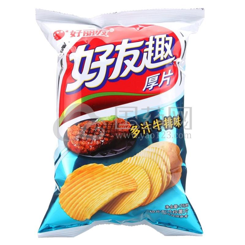 orion 好丽友 休闲零食 薯片 好友趣多汁牛排味75g/袋