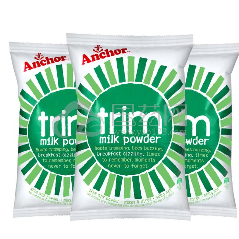 新西兰原装进口 安佳(anchor)脱脂乳粉 成人奶粉 400g袋装